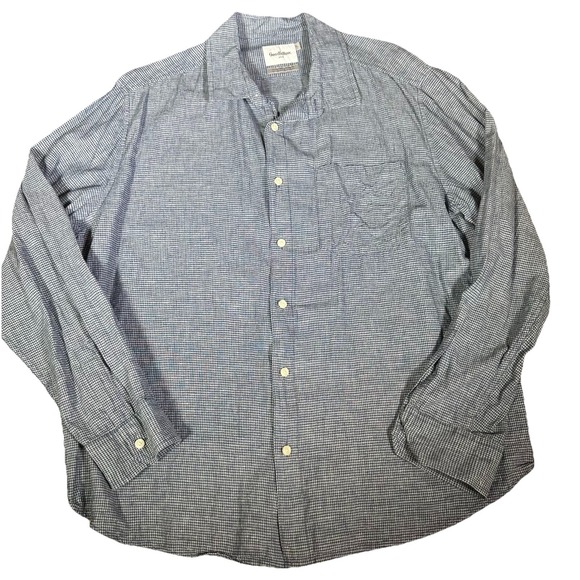 Goodfellow & Co Other - Goodfellow & Co Shirt Mens XL Blue Plaid Linen Blend Long Sleeve Button Up